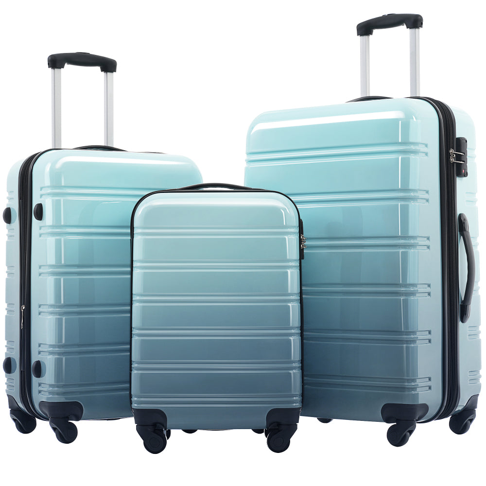 Merax Luggage Sets 3pcs, Hardside Expandable Suitcase Set with Spinner Wheels, Lightweight Gradient Color Luggage 20+24+28in