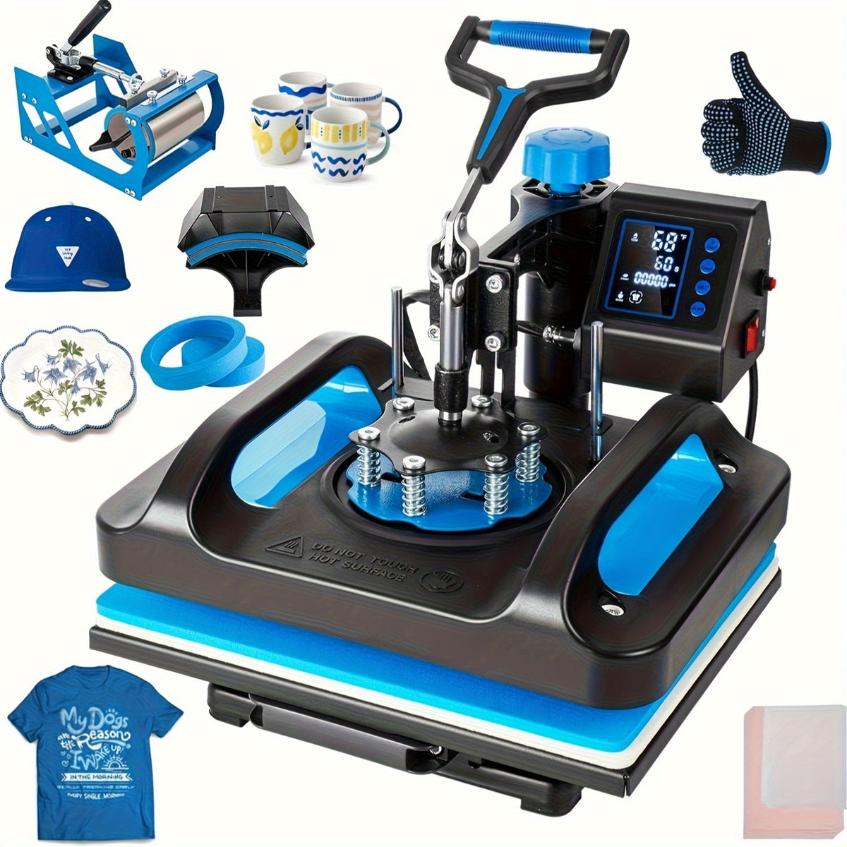 Hot Press Machine, 8-In-1 Hot Press Machine, 15 X 15 Inch Sublimation T-Shirt Press, 360-Degree Swing Hot Transfer Machine Multifunctional Combination for T-Shirts, Cups, And Hats