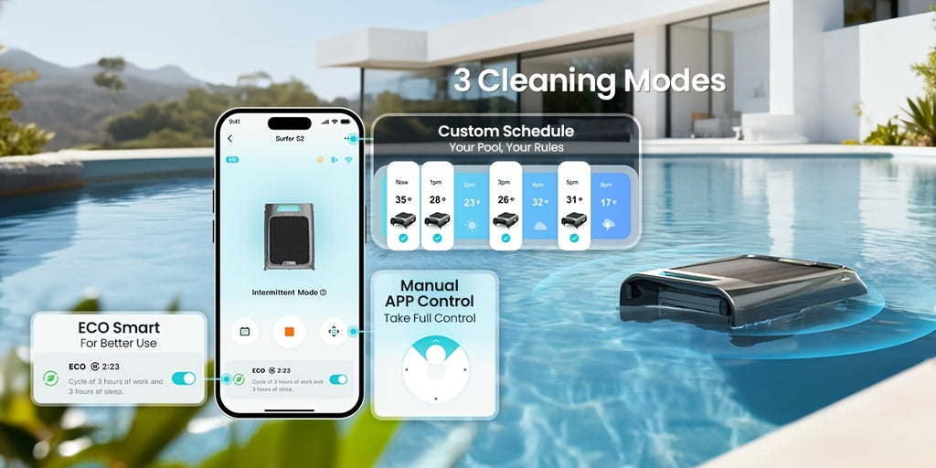Robotic Pool Skimmer AIPER Surfer S2 for Continuous Surface Cleaning with Solar and USB Charging