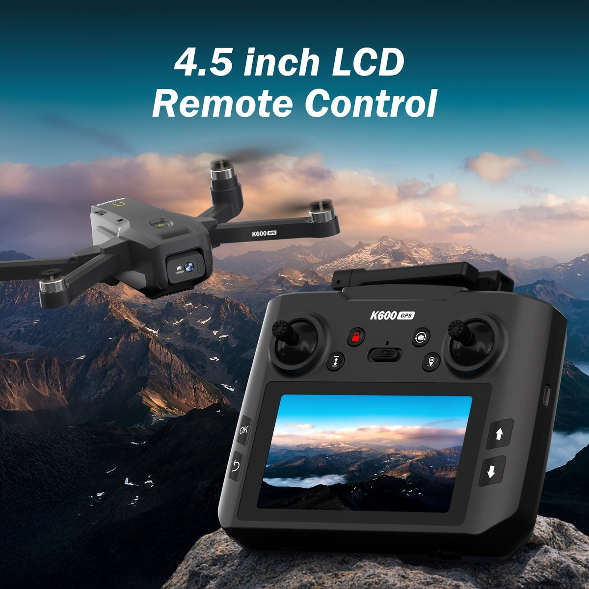 Drone with Camera for Adults, 4.5 Inch LCD RC Screen, Support Up to 32G SD Card, GPS Drone Auto Return Follow Me, Professional Brushless Motor Quadcopter Gesture Flight, Altitude Hold, 3 Speeds for Beginners, Under 250G