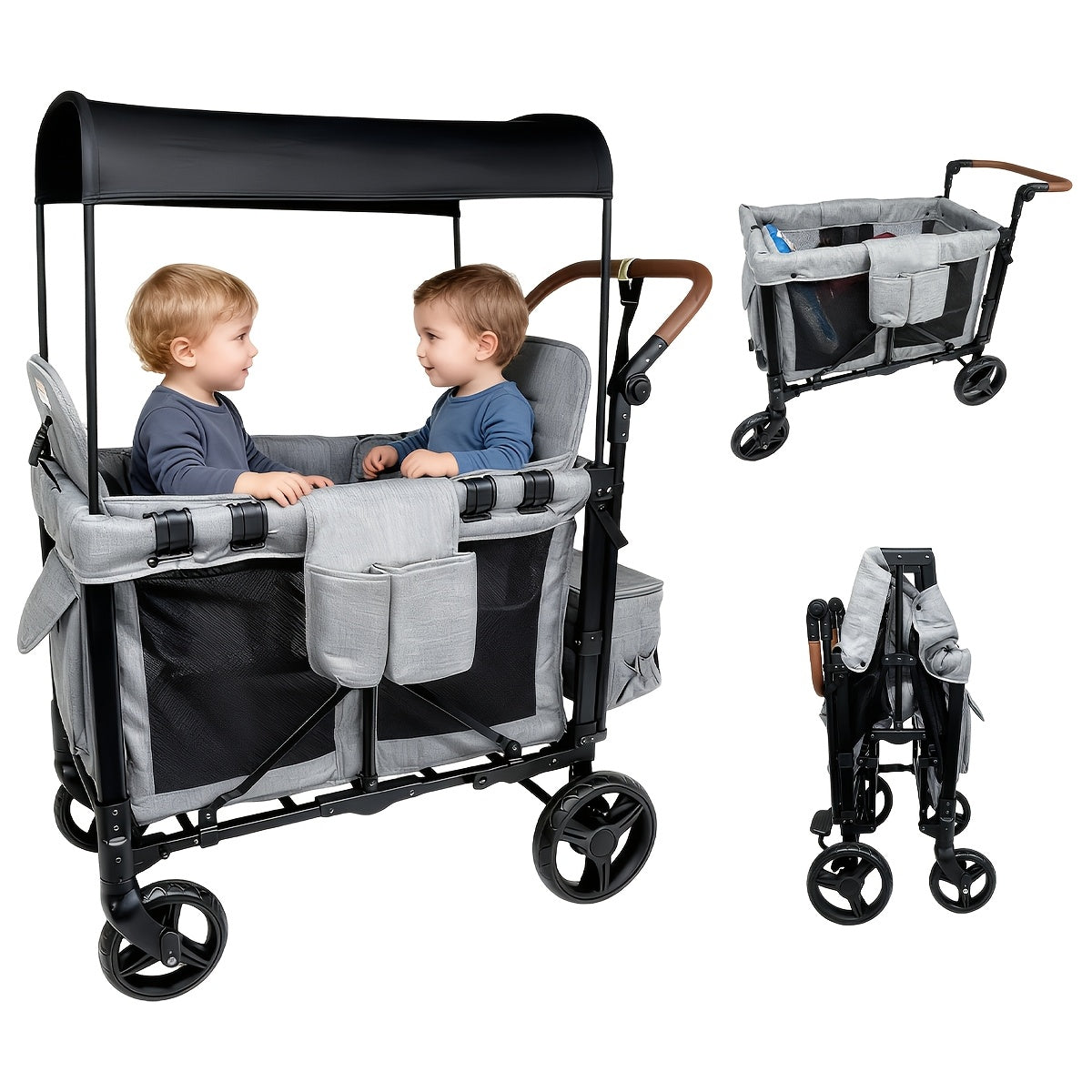Lightweight High Landscape Quadruplets Stroller for 4 Kids & Double Stroller, 2/4 Seat Oversized Storage Basket, Suitable for Shopping, Picnics, Camping, Sports - Travel Stroller
