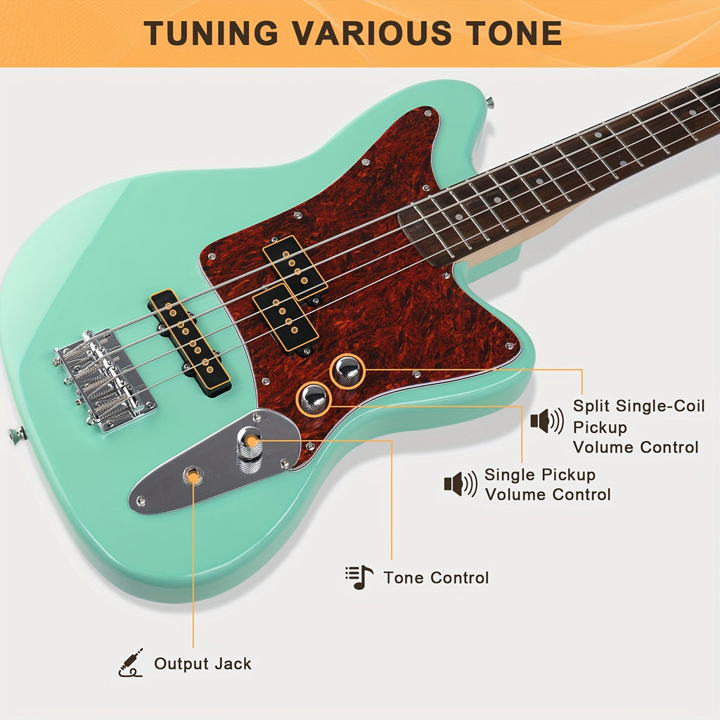 Glarry 4-String Electric Bass Guitar Kit, with Red Pearl Guard Board, Full Size Bass Guitar Kit with 20W AMP, Tuner, Bag And Additions, for Beginner, Bass Musician, Christmas/Festival/Birthday Gift