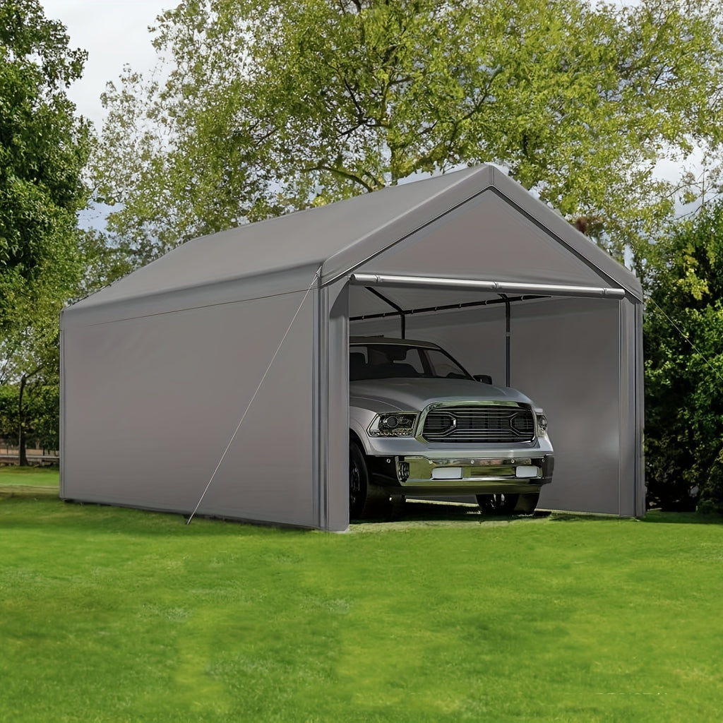 Carport 10X20 Ft Canopy Steel Canopy Storage Shed, Portable Garage Party Tent, Portable Garage with Removable Sidewalls And Doors All-Season Tarp for Carport, Parties, Weddings
