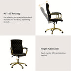 Executive Office Chair with Golden Frame for Swivel Seating and Workspace Mobility at Your Desk