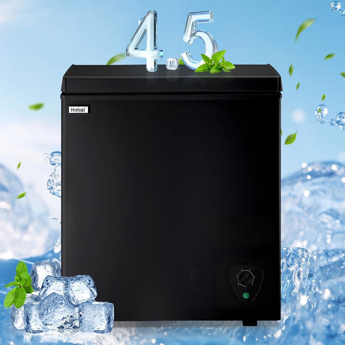 Chest Freezer 3.5/5.0 Cu. Ft. With Removable Storage Basket and 7 Temperature Controls for Apartment Home Storage
