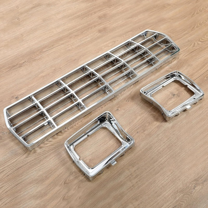 Grille & Headlight Bezel for 1978-1979 Ford Bronco, F100, F150, F250, F350 Replacement for FO1200111, D8TZ8150C, FO2513115, FO2512114, Chrome ABS Plastic