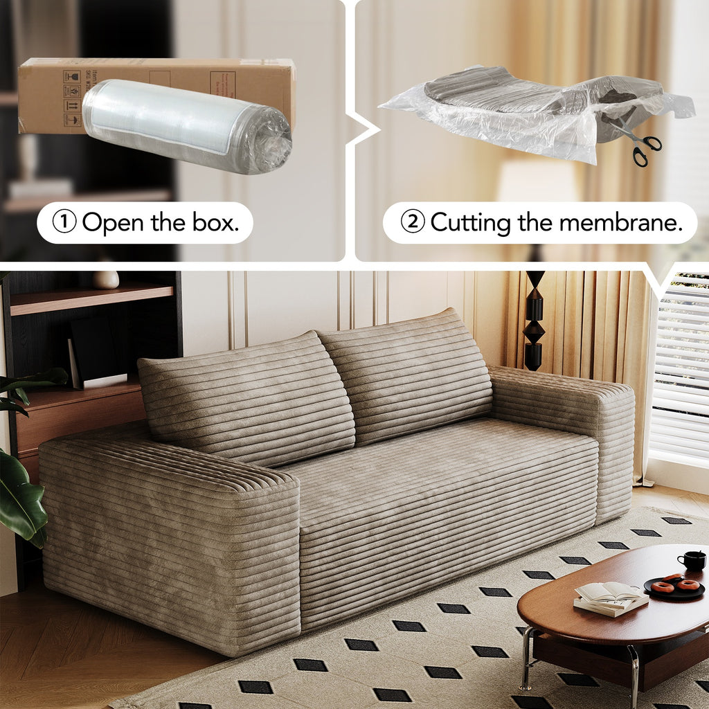 Boneless Sofas for Living Room, 71" Modern 2-Seater Sofa with Deep Seat, Comfy Cloud Sofa with Corduroy Fabric, No Assembly Couch, Loveseat Sofa for Bedroom, Dorm