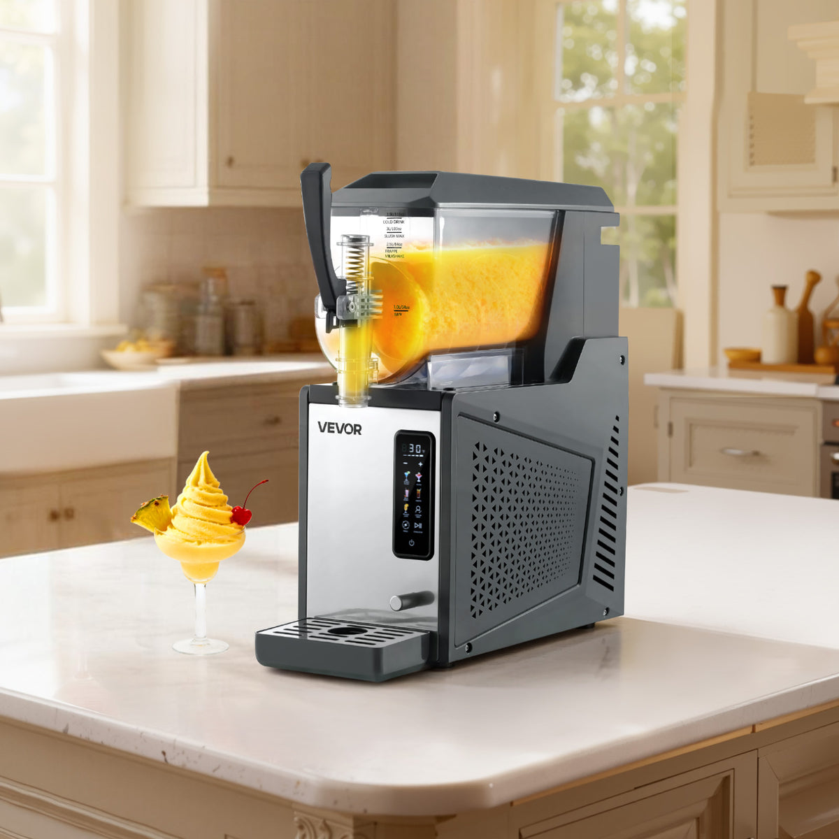 VEVOR Slushie Machine, 4L/135oz No Ice Needed Slushy Machine for Home, Frozen Drink Maker with Single Tank, Margarita Machine with Self-Cleaning, for Frozen Margaritas, Frappés, Milkshake & More