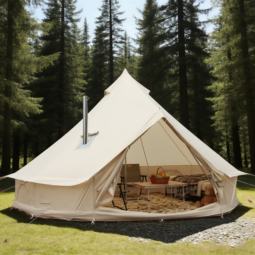 Luxury Oxford Fabric Bell Tent, Yurt Canvas Tent with Stove Jack, 4/6/8 Person Family 4 Season Camping