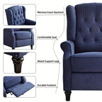Mid-Century Pushback Recliner Chair with Fabric Upholstery for Living Room or Bedroom Seating