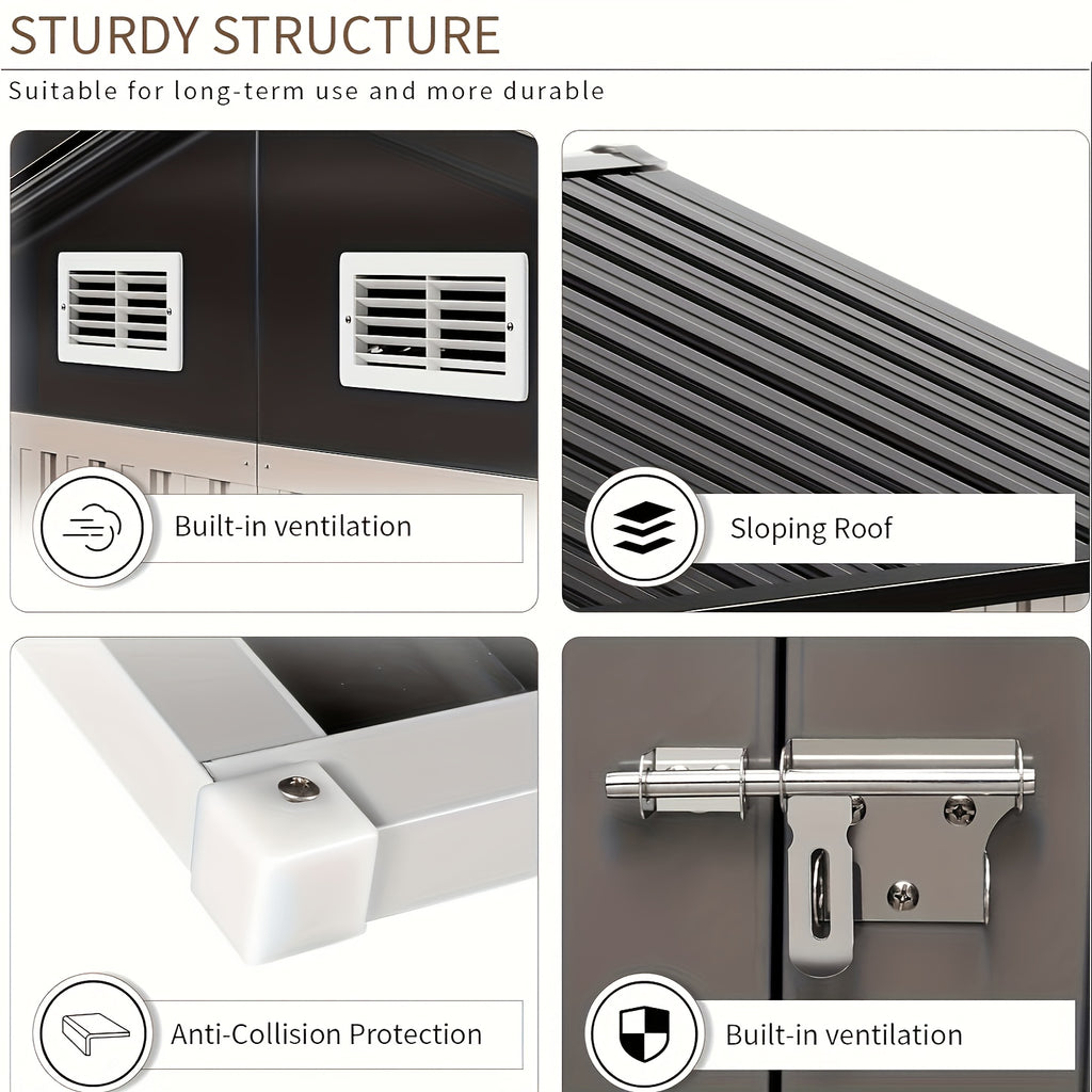 Outdoor Storage Shed with Padlock-Ready Doors and Sloped Roof for Garden Tools, Bikes or Seasonal Item Storage