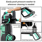 2025 Upgraded Electric Pressure Washer, IPX5 with Adjustable Touch Screen, IPX5 5000 PSI 3.3 GPM, 8 Power Settings, Suitable for Car, Yard, and Floor Cleaning, with 4 Nozzles, 23ft Hose, 16ft Power Cord, Detergent Bucket