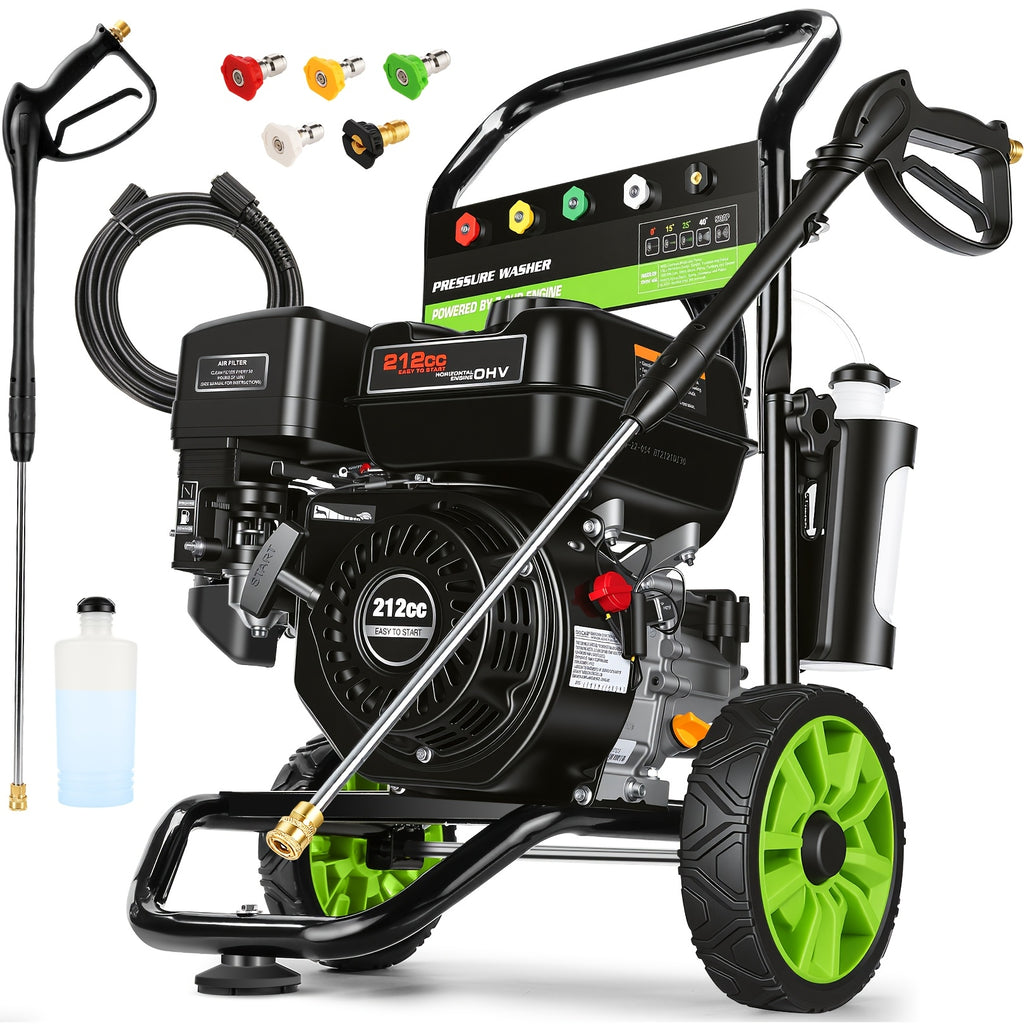 4400PSI Gas Pressure Washer 5.0GPM Gas Power Washer 212CC Gas Powered Washing Machine Commercial High Pressure Washer with 25ft Hose&5 Nozzles for Patio Garden Yard Vehicle,EPA/CARB/ETL