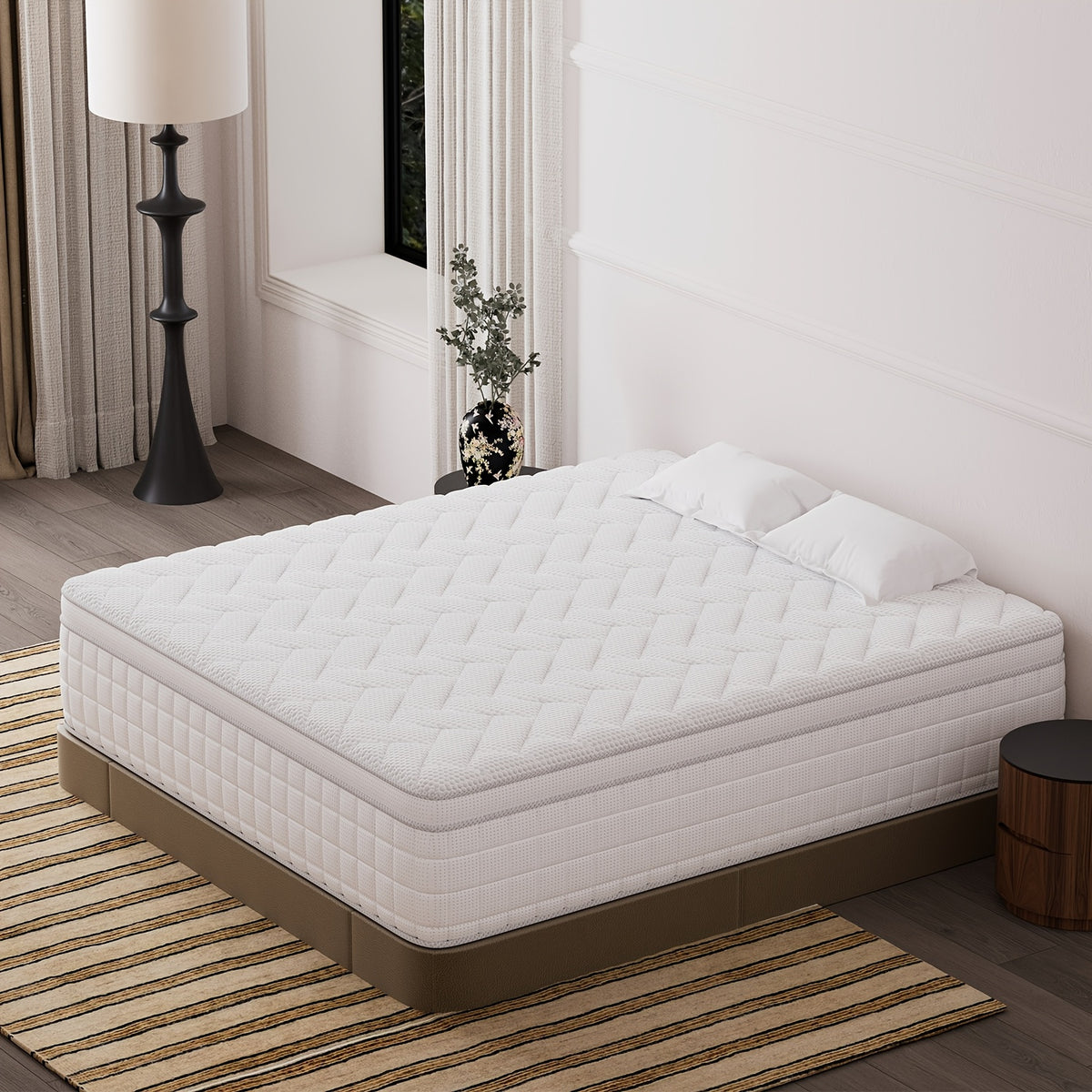 10''/12''/14'' Inch Queen Hybrid Mattress in a Box with Gel Memory Foam And Pocket Springs, King Size Mattress Upgraded Support, Medium Firm Feel