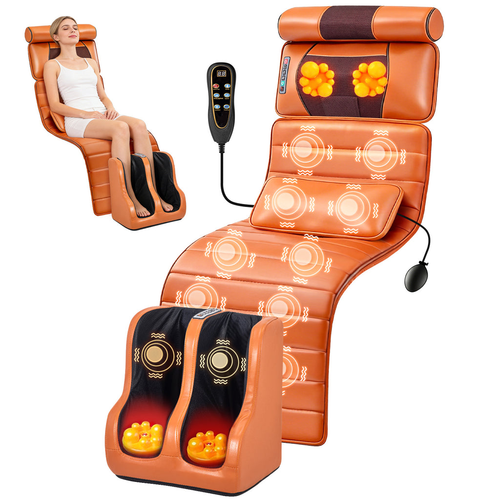 Full Body Massage Mat with 3D Kneading for Neck & Shoulder, Manual Control & Zone Massage. Includes Upgraded Leg & Foot Massager, Ideal for Home, Office, Sports & Relaxation
