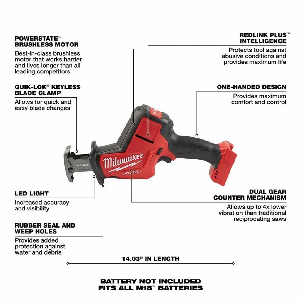 MILWAUKEE M18 FUEL CORDLESS HACKZALL RECIPROCATING SAW, BARE TOOL (2719-20)