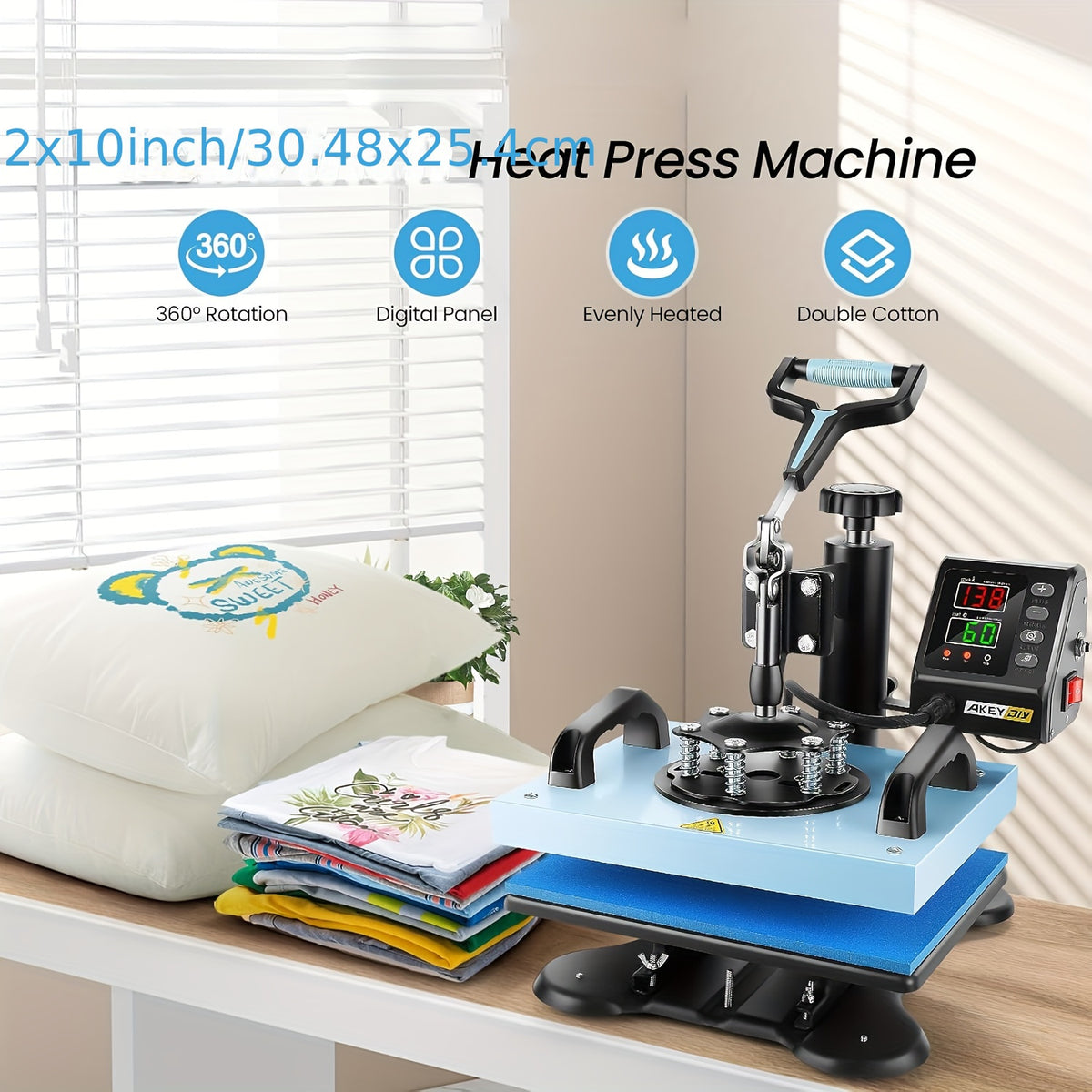 11pcs 8-in-1 - 15"x15"/12"x15" Heat Press Set for T-Shirts, Bags, Pillows, Hats, Beanies, Roller - 12"x10" T-Shirt Machine(Weight 25.35 Lbs) & 15"x15" Auto Single-Workbench & 15"x15" Auto Dual-Workbench Heat Press Only for Cloth, Shirts, Canvas Bags
