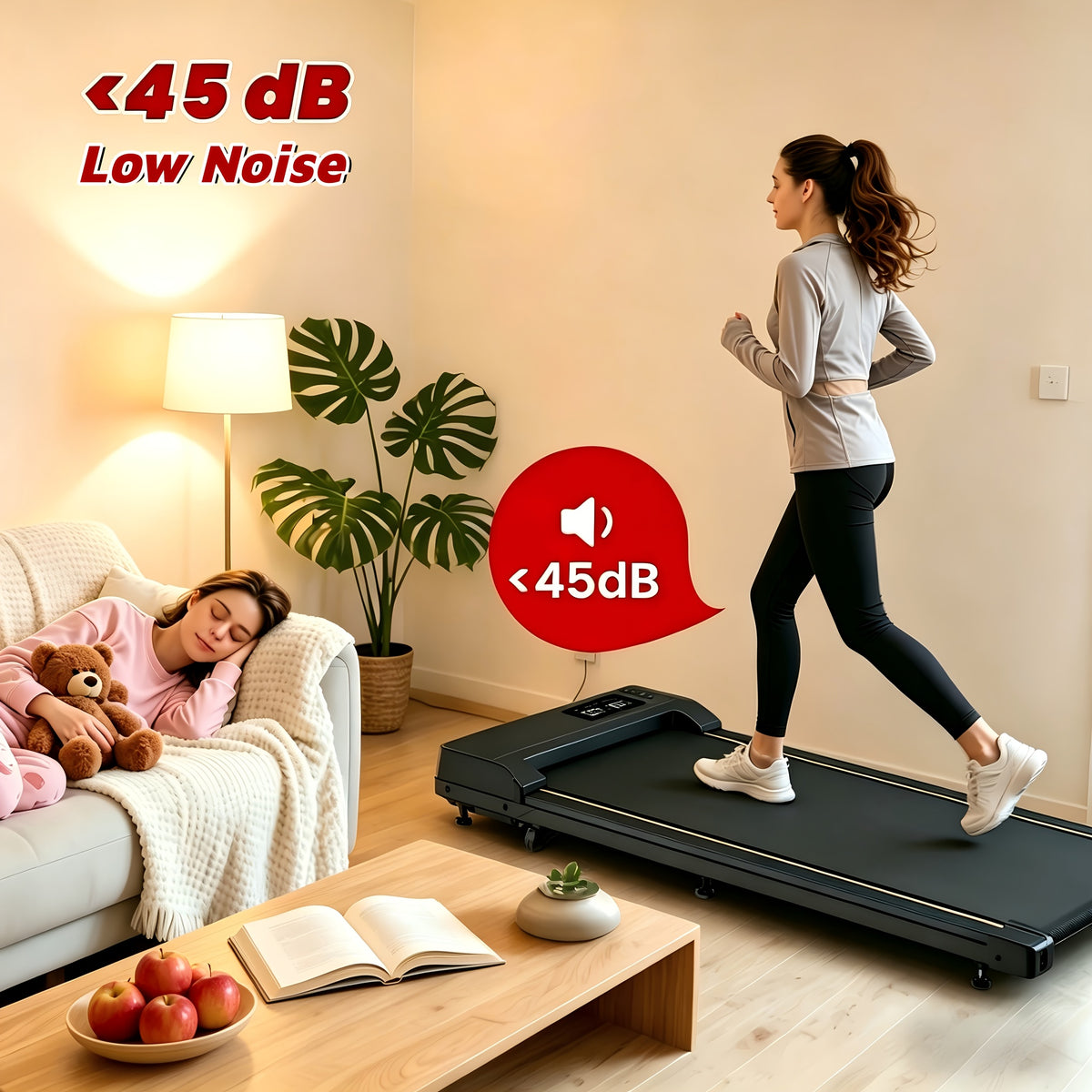Portable 15% Incline Under Desk Walking Pad Treadmill, 2.5HP Lightweight Home Office Fitness Treadmill, 4-in-1 Walking Pad for Walking And Jogging Quiet, 265Lbs Capacity with Remote Control & LED Display, Walking Training, Weight Loss for Women