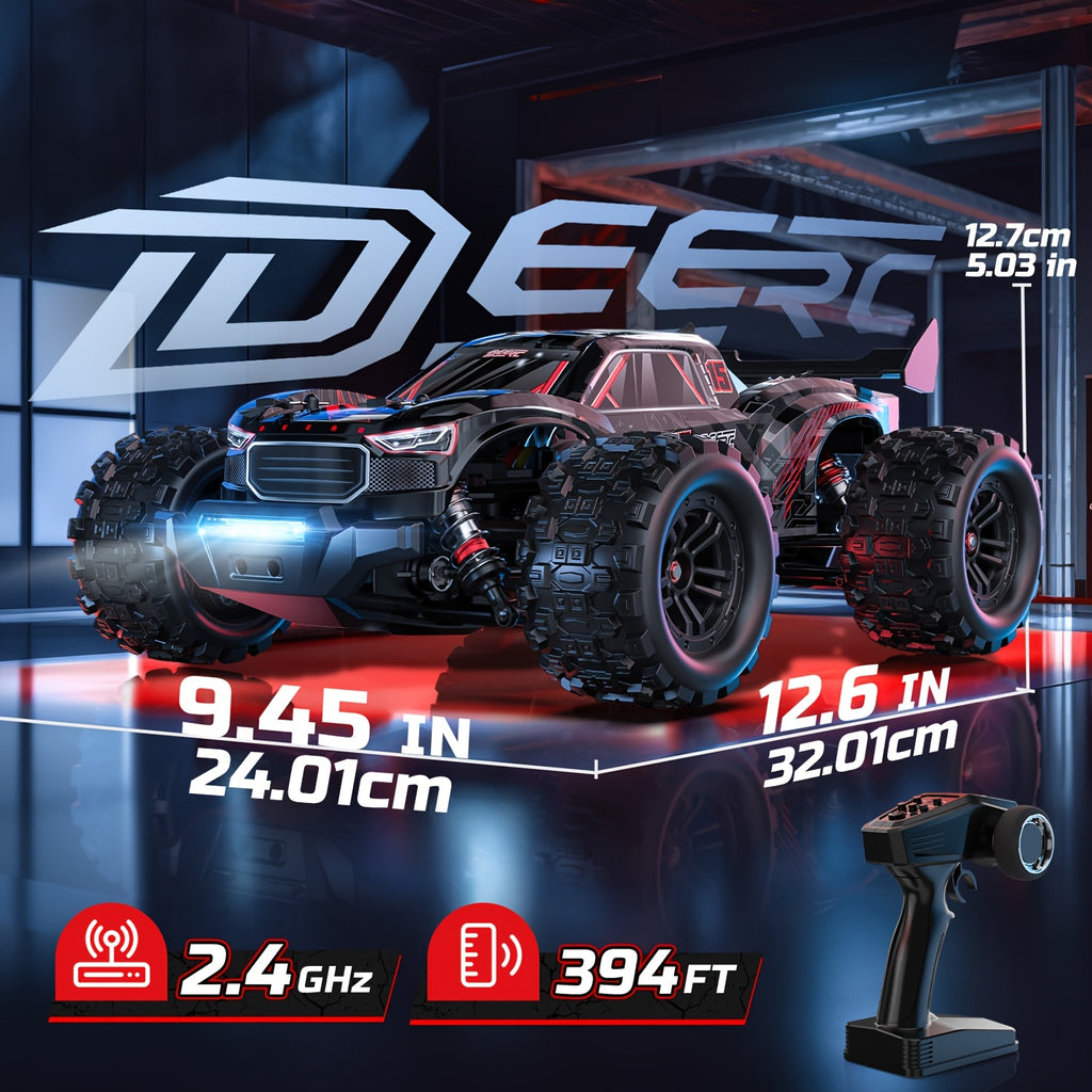 DEERC 1:14 Fast Brushless RC Car For Adults, 75KM/H High Speed 4WD Off-Road Remote Control Truck, Non-toy Product, Intended For Professional Users, Collectors, Or Dedicated Sports And Competitive Use Only, 2×3S LiPo, Off-Road Truggy With LED Light M
