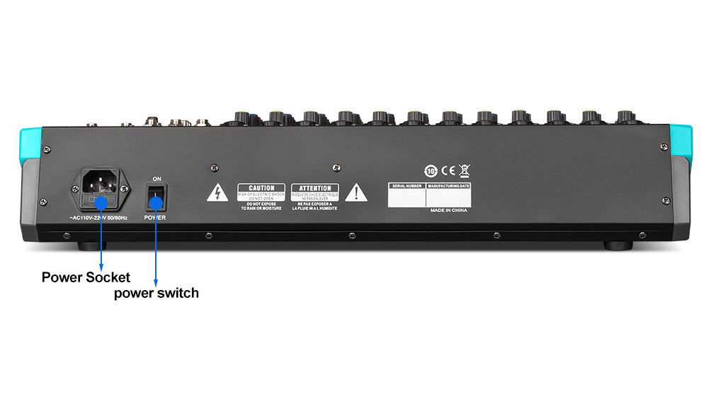 Professional 12 Channel USB Mixer with 256 Reverb Effects And 48V Phantom Power Supply Supporting Wireless Connection on Mobile Phones - Leading The Music Trend!