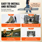 VEVOR Pop Up Gazebo Tent, Pop-Up Screen Tent 6 Sided Canopy Sun Shelter with 6 Removable Privacy Wind Cloths & Mesh Windows, 10x10FT/ 12.5x12.5FT Quick Set Screen Tent with Mosquito Netting, Army Green/Brown