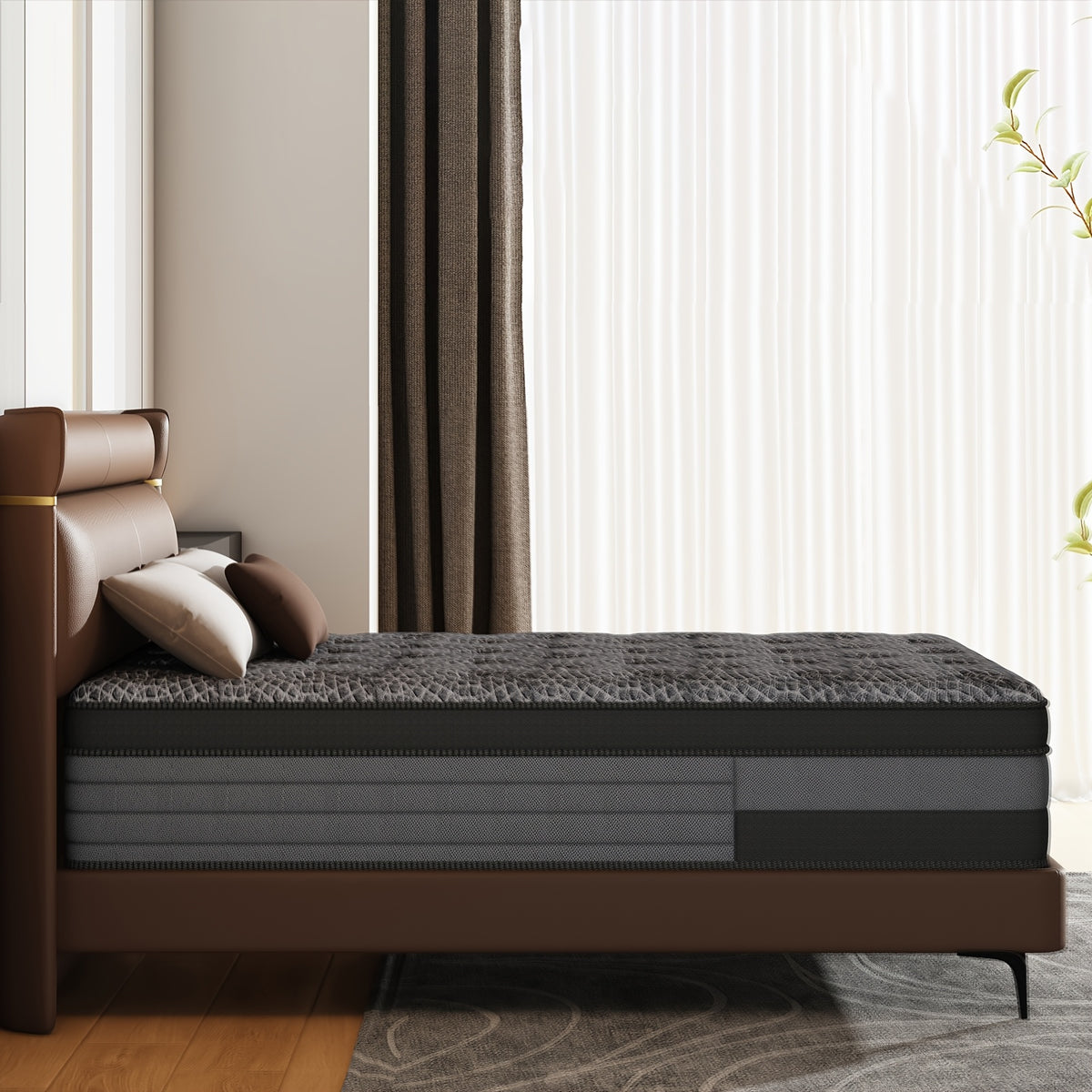 12/14 Inch Queen Size Mattress, King Size Mattress, Full Size Mattress, Twin Mattress in a Box with Memory Foam And Individual Pocket Springs, Motion Isolation, Pressure Relief, Medium Firm Feel, Cool And Comfortable Sleep, Edge