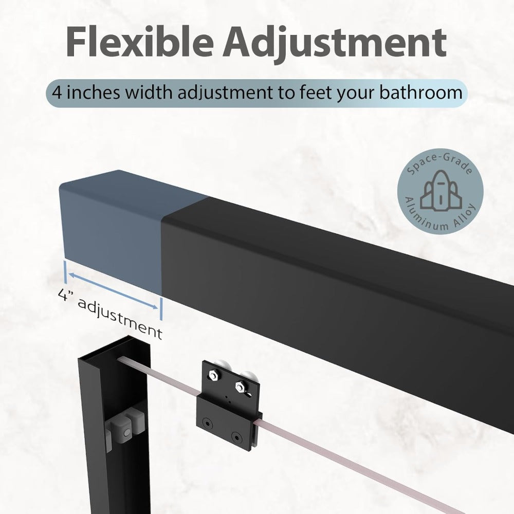 56-60" W X 72" H Double Sliding Shower Door - 1/4" (6Mm) ANSI/SGCC Tempered Glass | Matte Black/Brushed Nickel Aluminum Frame And Stainless Steel Handles
