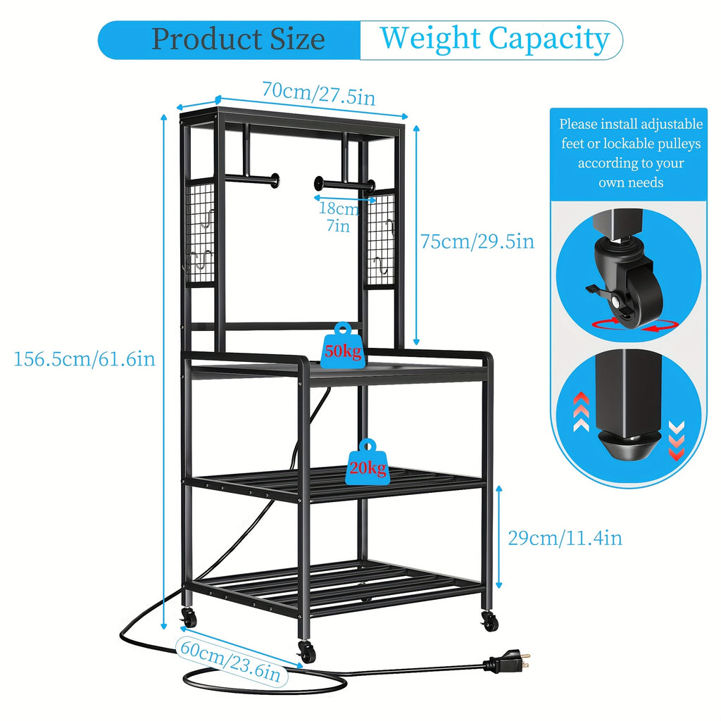 Printer Stand with Charging Station, Large 3D Printer Table with Filament Storage, Heavy Duty Rolling 3d Printing Stand Filament Organizer with 4-Tier Storage for Workshop/Office/Garage