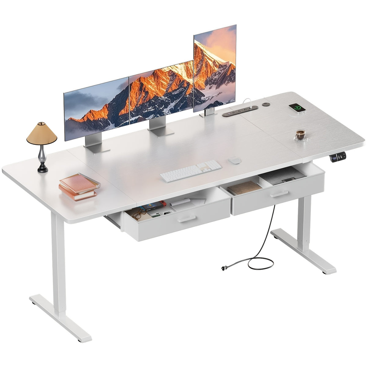 Electric Standing Desk with Memory Height Control and an Integrated Charging Hub for Organized Home Workspaces