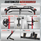 Power Cage, Multi-Functional Power Racks for Home Gym with Dual Pulley Systems, 2000 LBS Weight Capacity Fitness Squat Rack for Strength Workout with More Training Attachment Optional Weight Bench Weight Plates and Barbells Not Included