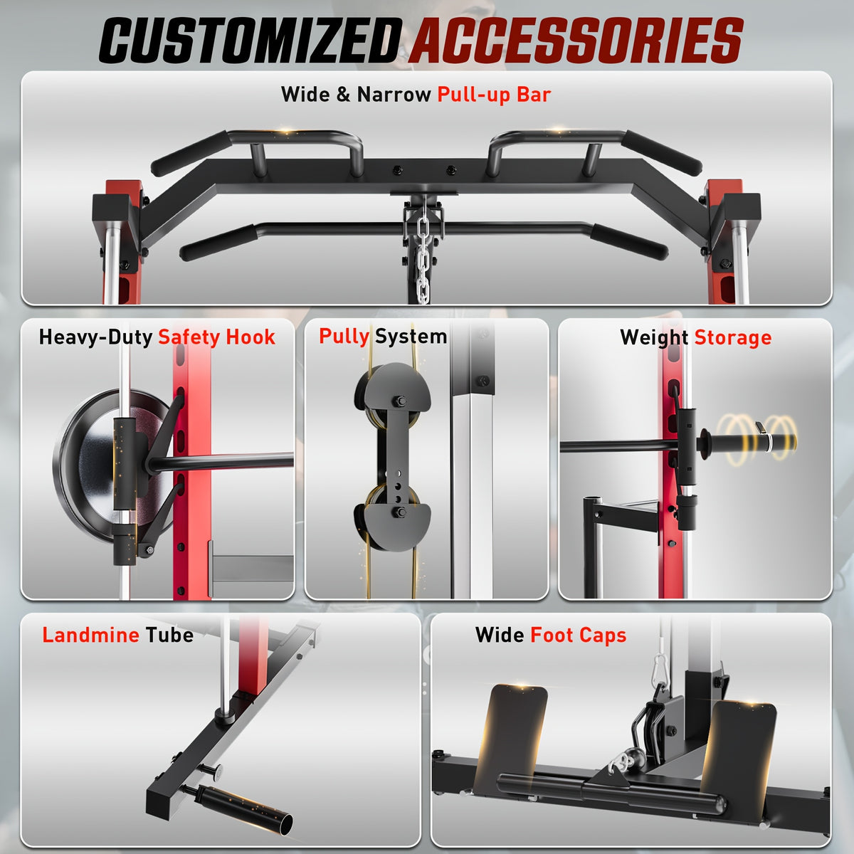 Power Cage, Multi-Functional Power Racks for Home Gym with Dual Pulley Systems, 2000 LBS Weight Capacity Fitness Squat Rack for Strength Workout with More Training Attachment Optional Weight Bench Weight Plates and Barbells Not Included