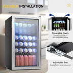 [126 Can Mini Fridge] Beverage Refrigerator Cooler, 126 Can Mini Fridge with Glass Door for Soda Beer Or Wine, Beverage Cooler for Home, Office, Bar with Adjustable Removable Shelves, Silvery