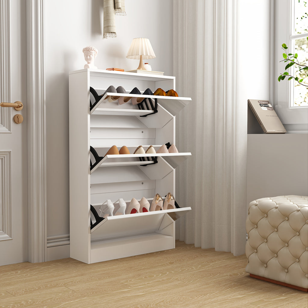 Organizedlife 1 Set Modern Shoe Cabinet with Full Length Mirror, Freestanding Shoe Rack Storage Organizer with 5 Flip Drawers, 3 2 Tier Shoe Closet for Entryway, Dressing Room
