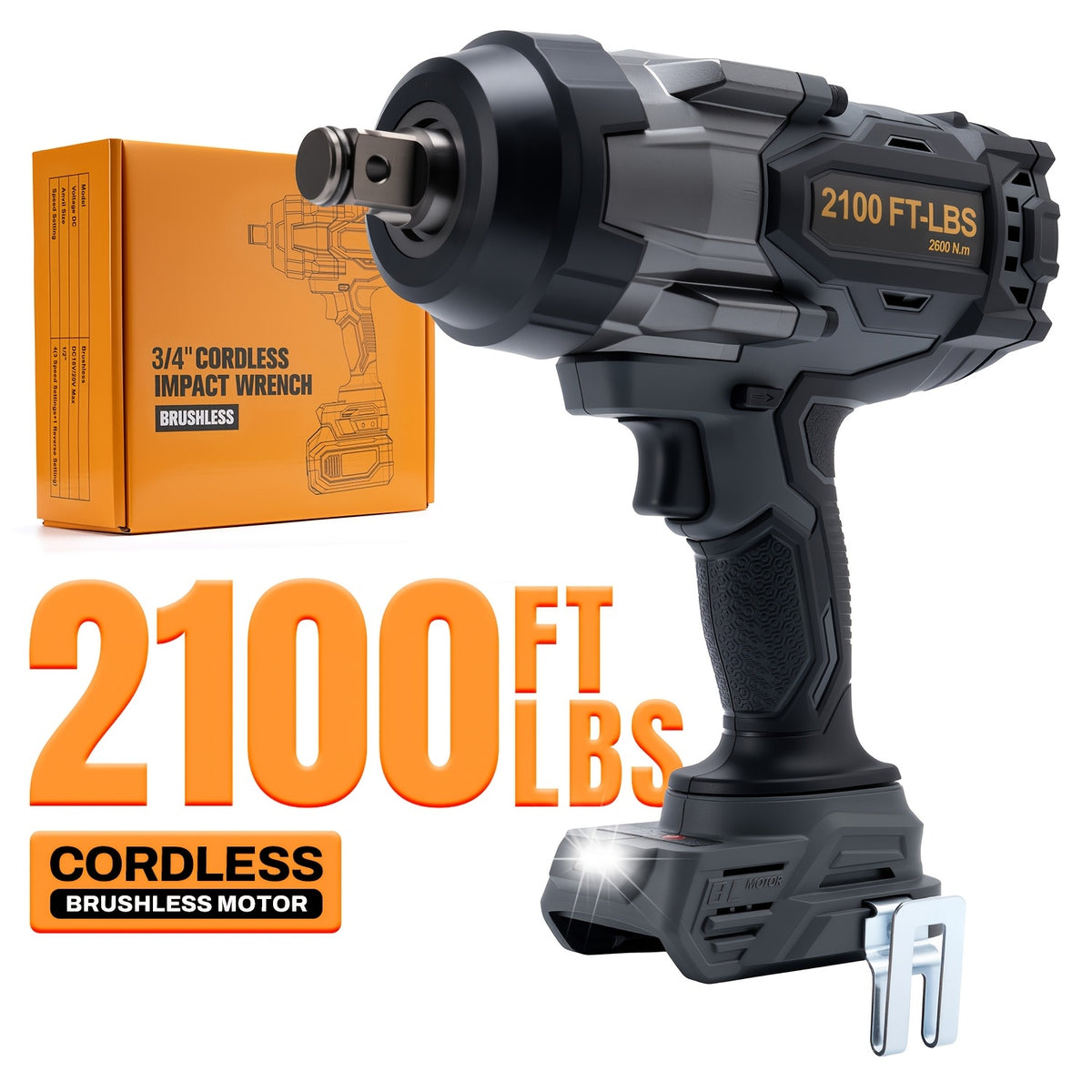 1700/2100 Ft-Lbs Cordless Impact Wrench, 3/4 Inch Electric Impact Gun, Compatible with Dewalt 20V MAX Battery, Brushless Constant High Torque Impact Driver with 3 Speed, Tool Solely (No Battery Included)