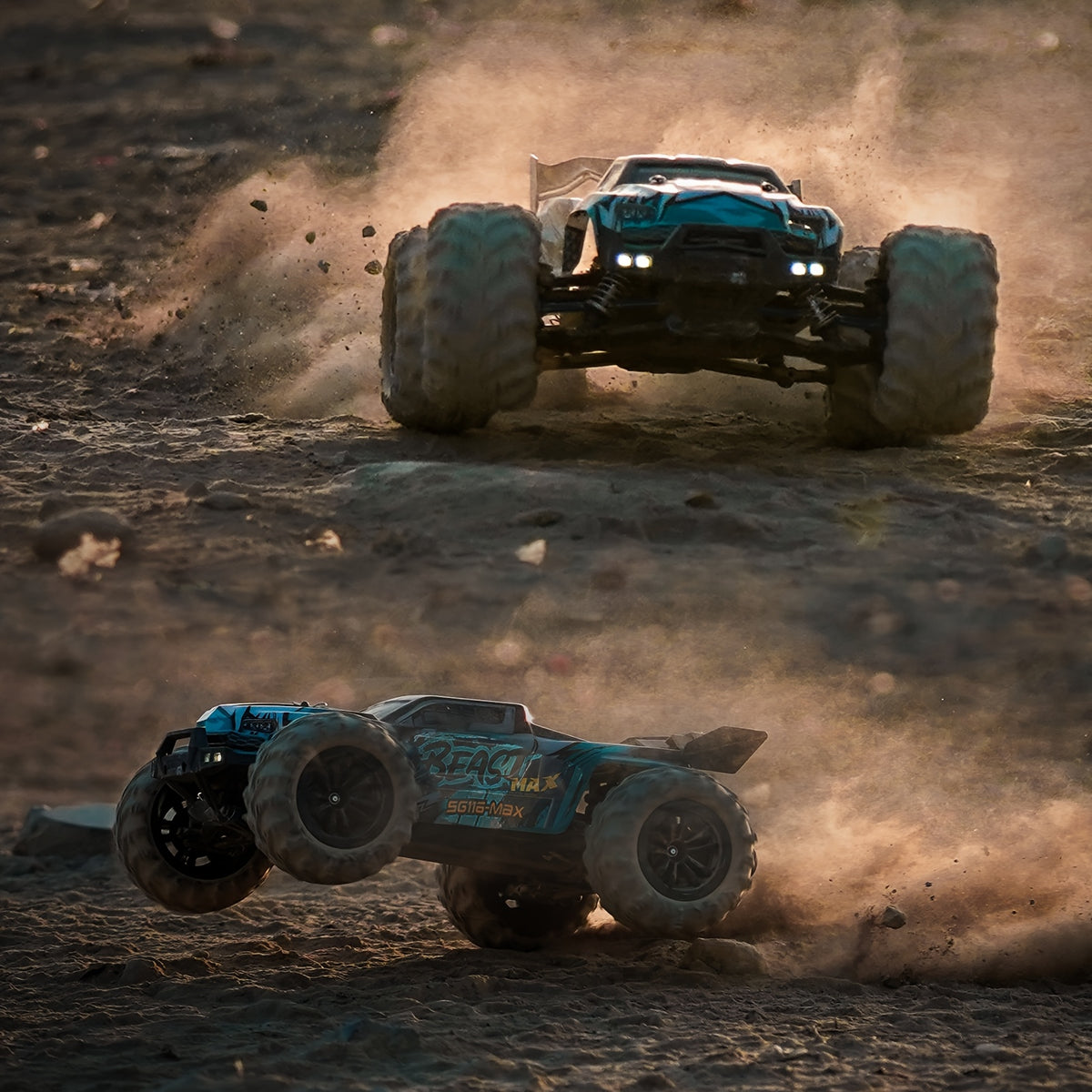 ZHUOYOU 1:16 4WD Off Road High Speed RC Car with Head-up Wheel, 70KM/H Racing Drifting Vehicle, RC390 Motor, 2.4Ghz Remote Control, Supports Cars Racing Together, LED Lights, All Terrain Application