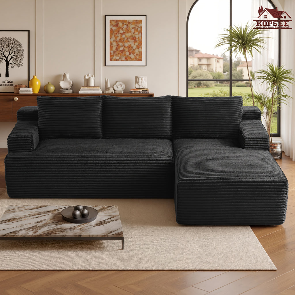 KOPSEE 96" Sectional Sofas for Living Room Cloud Couch Sofa with L-Shape Upholstered Boneless Couches Modern Modular Sectional Sofa with Chaise