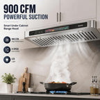 30/36-inch 900 CFM Smart Cabinet Range Hood, Four-speed Wind Control, Voice/gesture/touch Control, Low-noise Design, Stainless Steel + Tempered Glass, Dual Motor Power, Ultra-slim Body, Suitable for Modern Kitchens