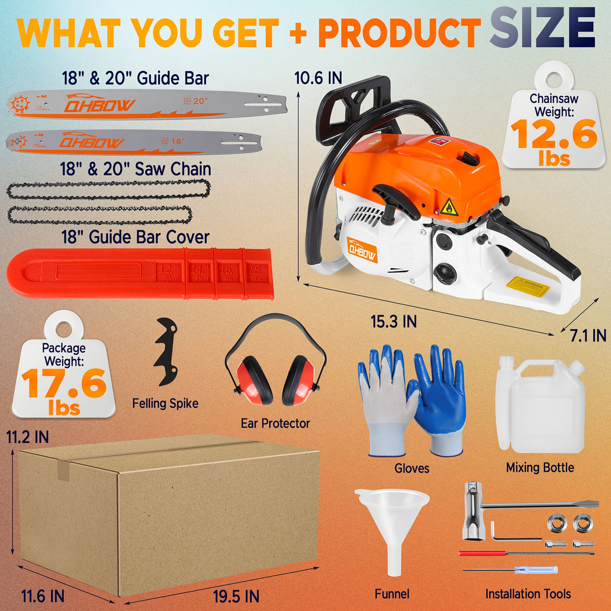 58Cc 2-Stroke Gasoline Chainsaw, Featuring Dual Quick-Switch Bars of 20 Inches And 18 Inches, a Portable Cordless Gasoline Chain Saw Ideal for Felling Trees, Cutting Firewood, Processing Wood, And Trimming Trees