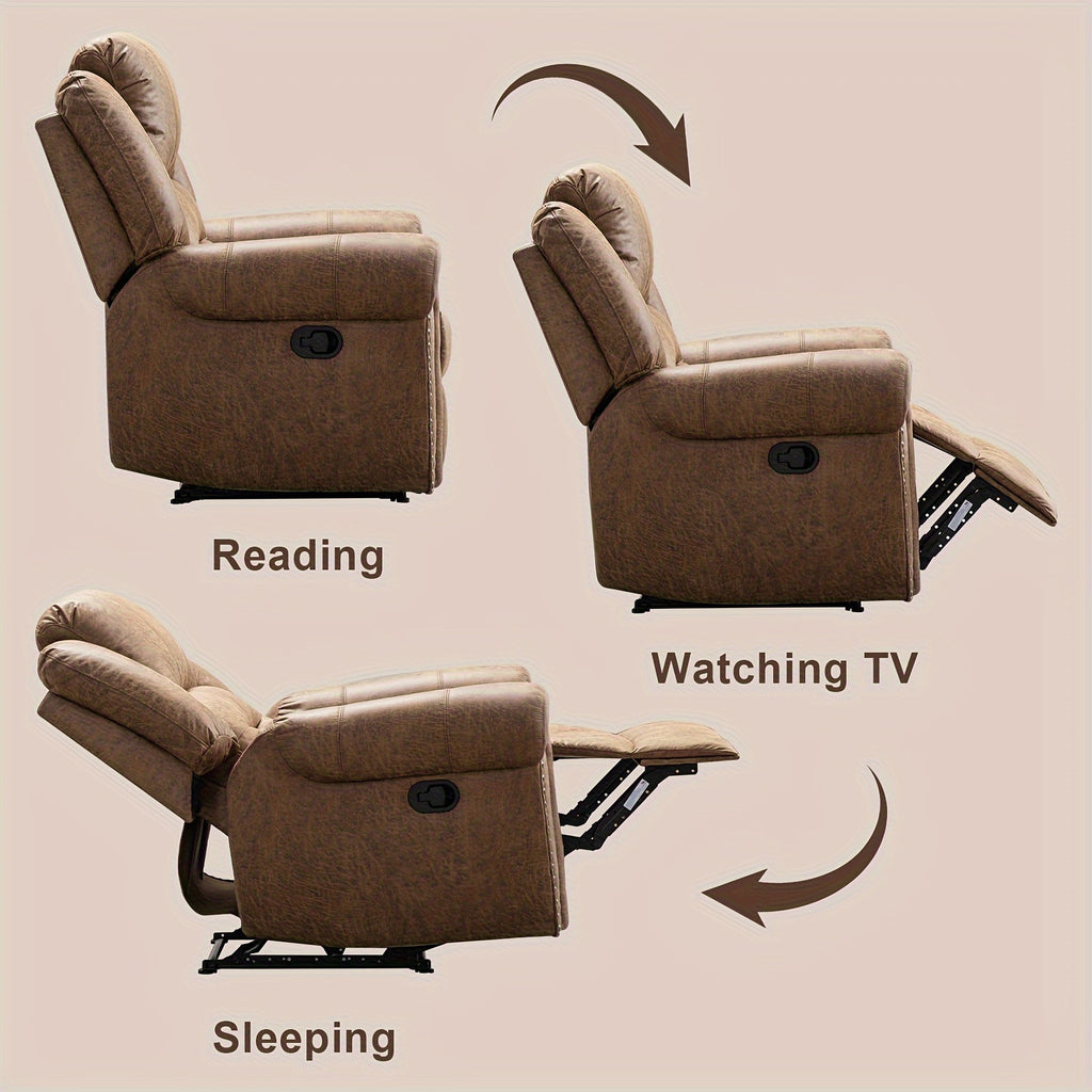 Faux Leather Recliner Chair, Classic And Traditional Manual Recliner Chair with Comfortable Arms And Back Single Sofa for Living Room