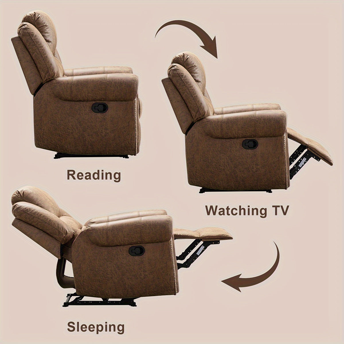 Faux Leather Recliner Chair, Classic And Traditional Manual Recliner Chair with Comfortable Arms And Back Single Sofa for Living Room