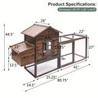 80" Wooden Chicken Coop with Nesting Box & Removable Tray – Spacious Outdoor Poultry Hutch for Chickens, Ducks, and Small Animals, Perfect for Backyard Farming