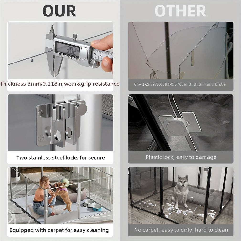 [Extra Large Pet Playpen] Extra Large Acrylic Pet Playpen Fence Dog Crate Kennels Indoor With Fertility Waterproof Pat
