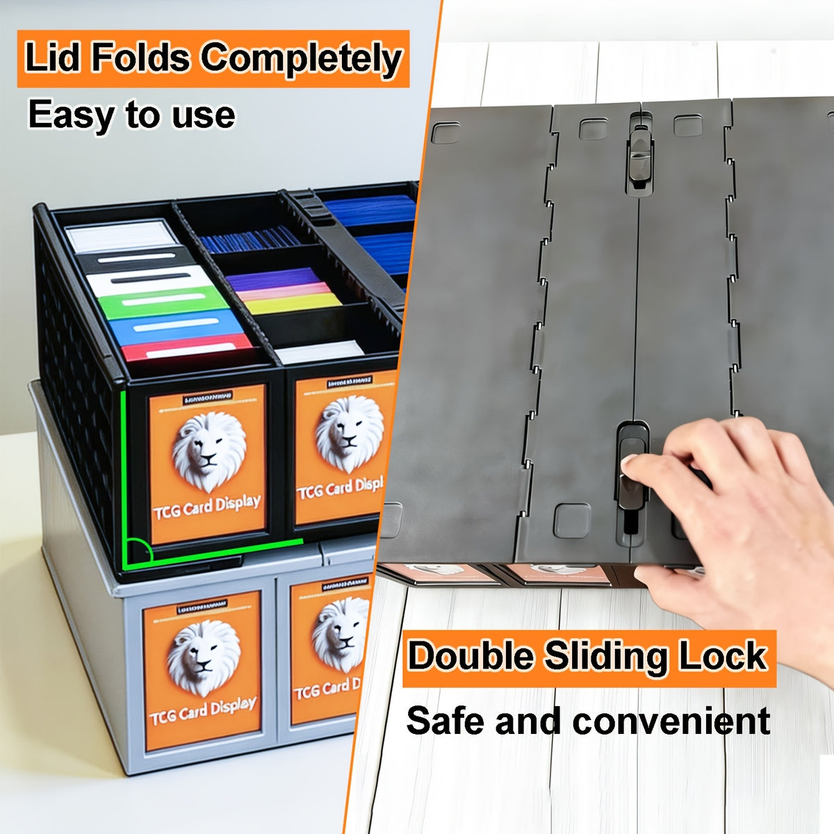 Collectible Card Box (4pcs, Black) Holds 3200 Cards Each Includes 8 Dividers And 8 Top Hard Sleeves Per Card Storage Box for PTCG & Sports Cards