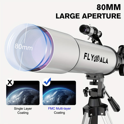 (30X-750X) Telescope for Adults High Powered, 80mm Aperture 600mm Focal Length Astronomy Telescope for Beginners, Astronomical Refractor Telescopes
