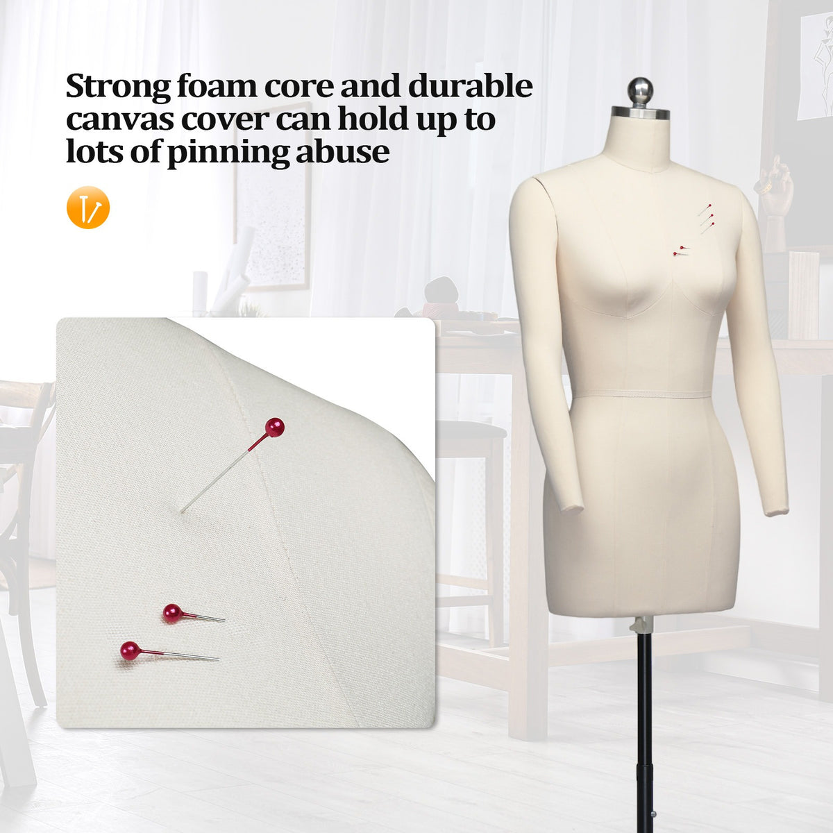 Bonnlo Female Sewing Mannequin, Size 6 Professional Dress Form for Display and Tailor Design, Height Adjustable Torso with Stable Metal Base