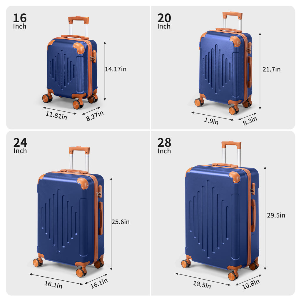 4 Pc Luggage Sets, Durable Hard Shell 4 Piece Set Suitcase with Spinner Wheels, Hardside Lightweight Luggage set, Large Travel Luggage Set (16"20" 24" 28"), mixed color
