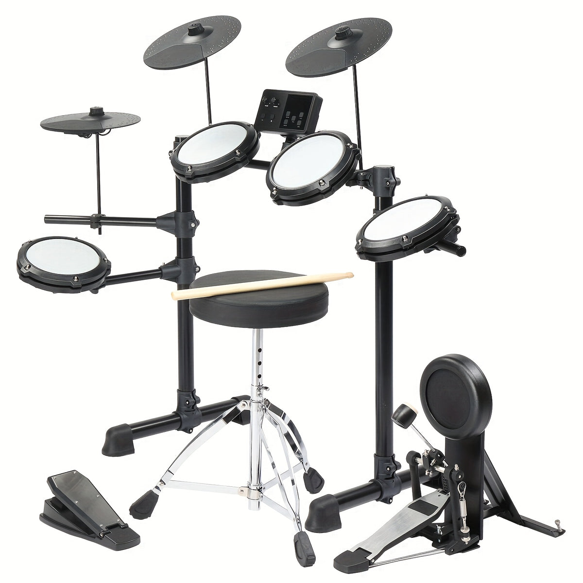 [Portable Electric Drum Kit] Glarry Electric Drum Set With Quiet Mesh Pads & Cymbals - 150-Sound Drum Module, Headphones/Drumsticks Included Suitable For Beginners, Portable Electric Drum Kit For Practice, Birthday Gift For &, No Box/