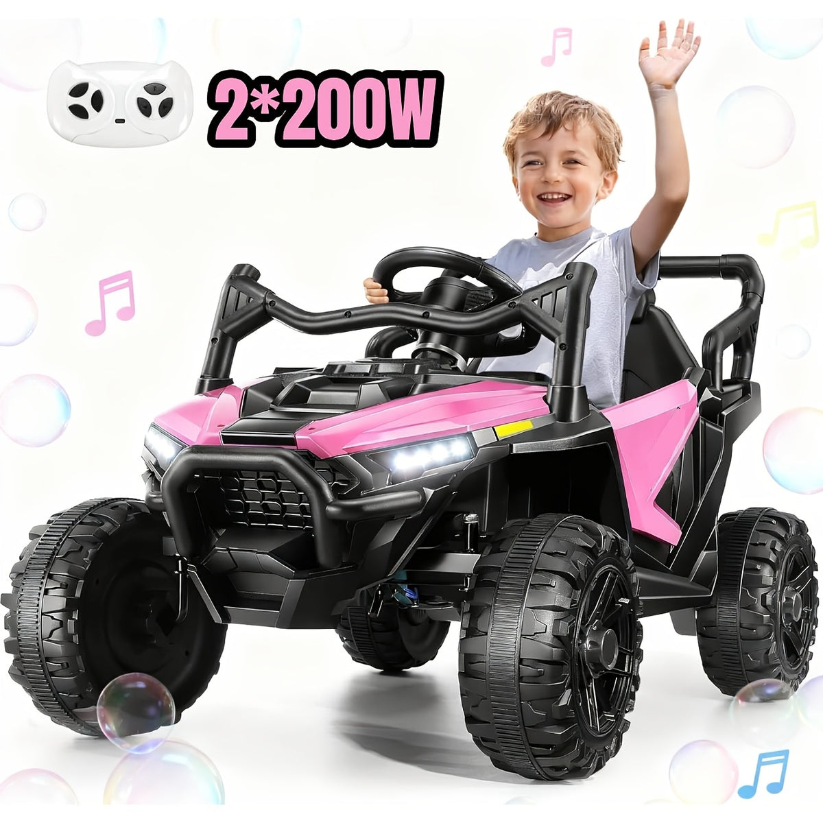 24V Children's Electric Ride On Car, 14 "seat Children's Electric Car, with Remote Control, Spring Suspension, LED Lights, Seat Belt, Music Playback, The Perfect Gift for Christmas & New Year & Children's Birthday, Suitable for All Kinds Of Terrain