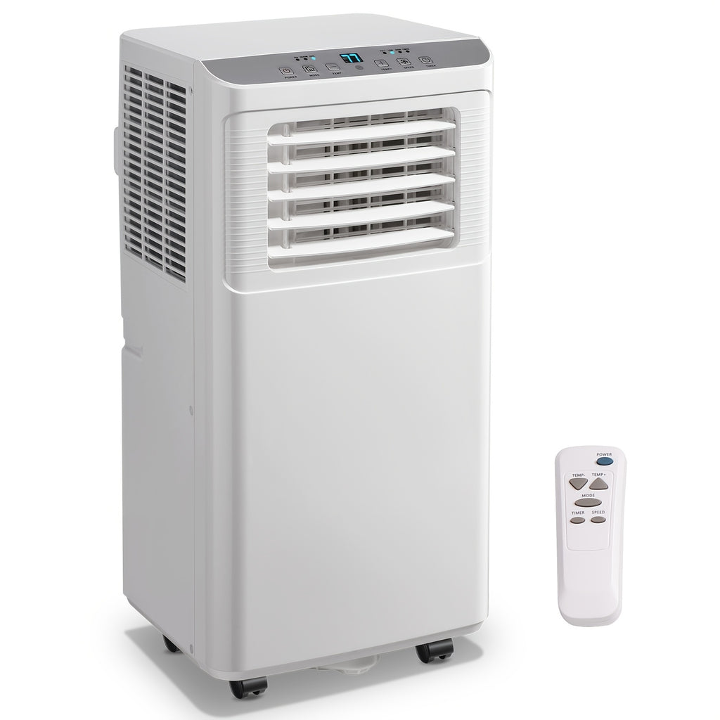 Portable Air Conditioner 4-In-1 Mobile AC Unit with Dehumidifier, Cooling Fan, Sleep, Remote, 24H Timer, Window Installation Kit, Black/White/Black & White