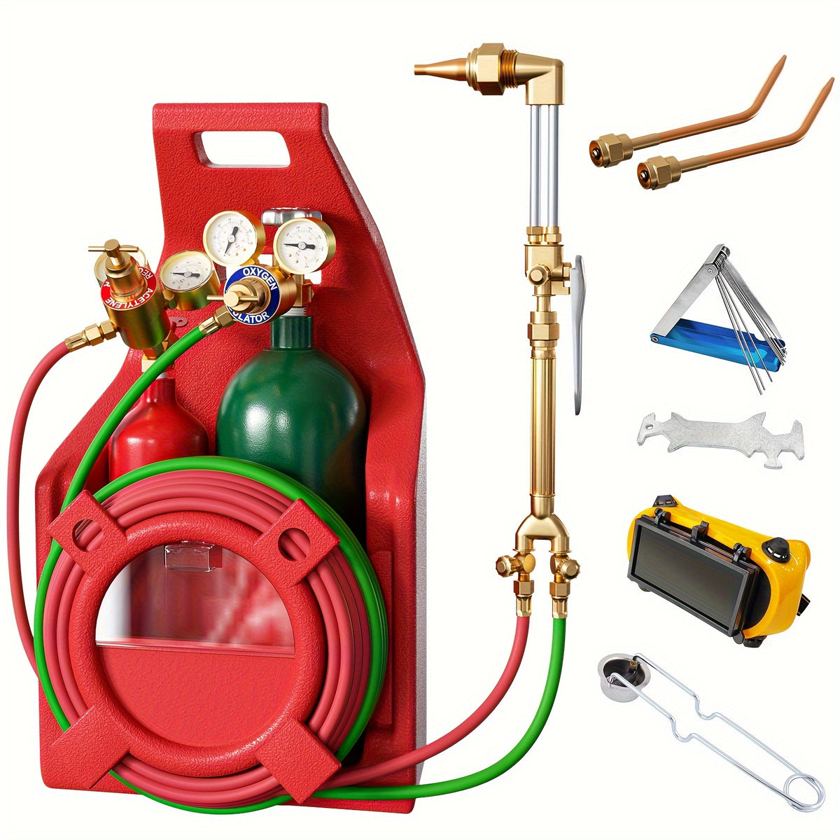 Portable Oxygen Acetylene Oxy Welding Cutting Torch Kit W/Gas Tank, Torch Cutting and Welding Portable Kit